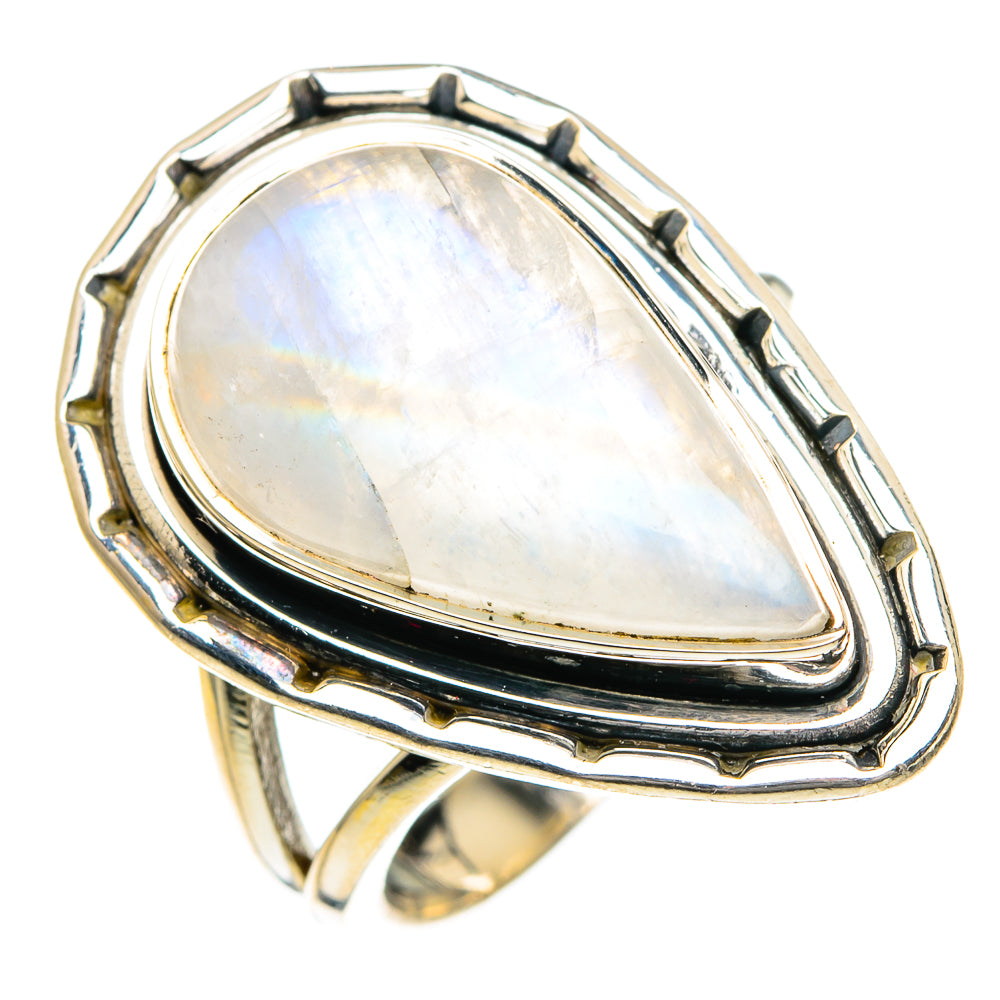 Rainbow Moonstone Rings handcrafted by Ana Silver Co - RING82723