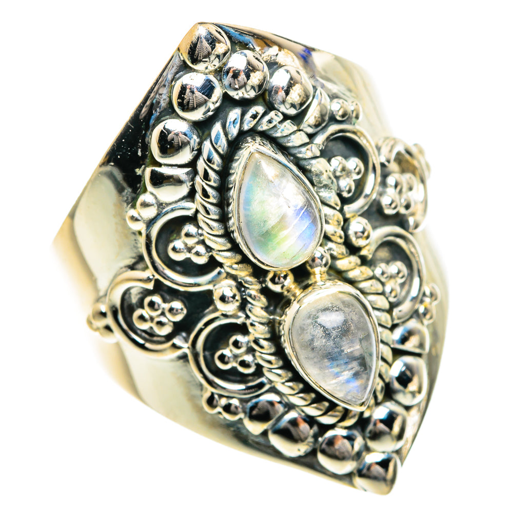 Rainbow Moonstone Rings handcrafted by Ana Silver Co - RING82725