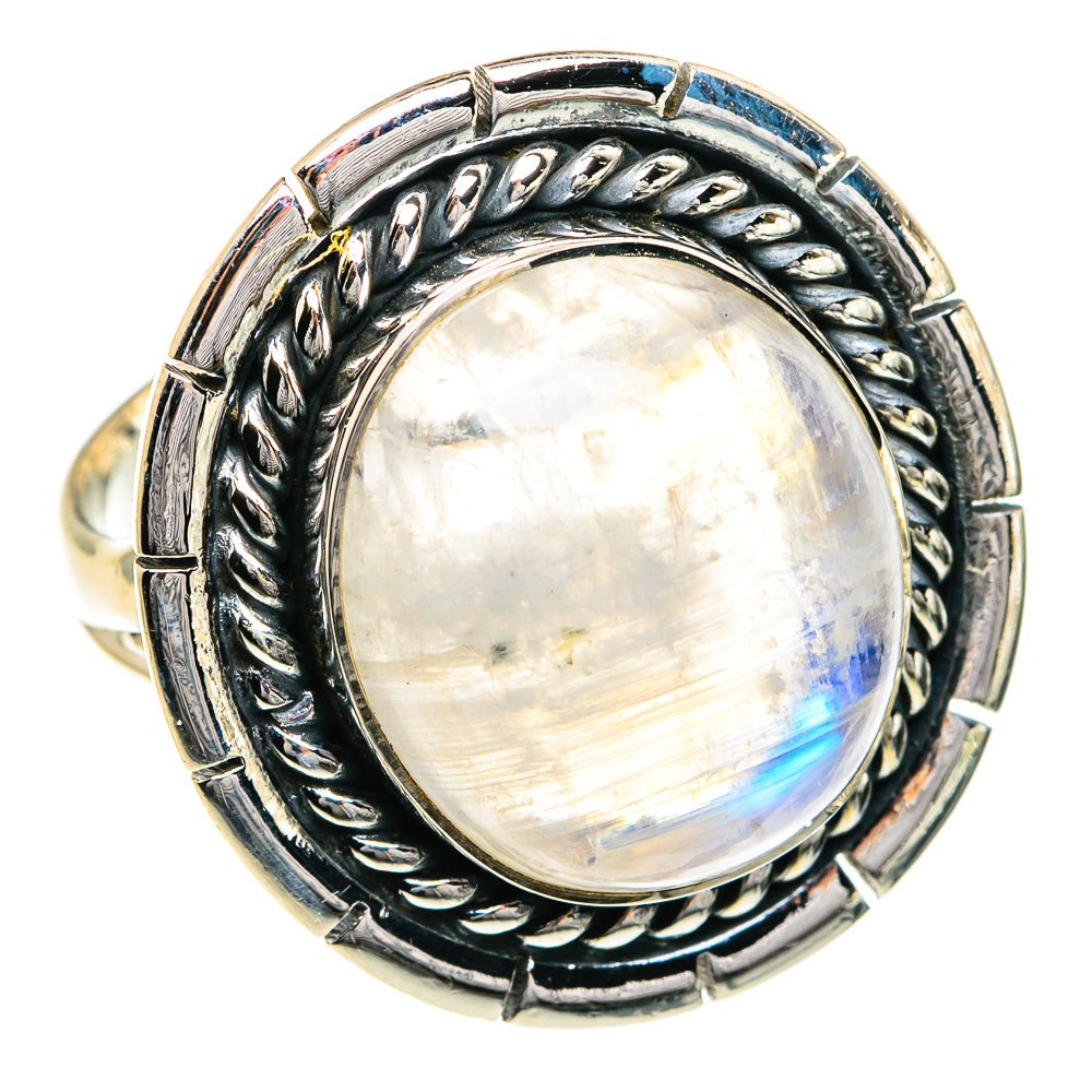 Rainbow Moonstone Rings handcrafted by Ana Silver Co - RING82750