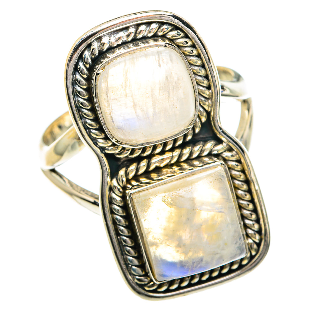 Rainbow Moonstone Rings handcrafted by Ana Silver Co - RING82751