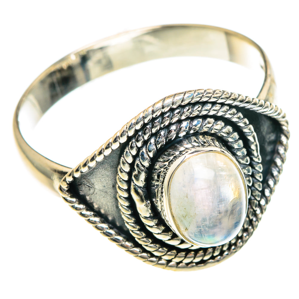 Rainbow Moonstone Rings handcrafted by Ana Silver Co - RING82754