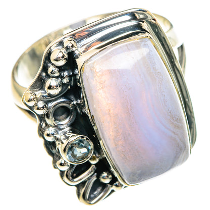 Blue Lace Agate Rings handcrafted by Ana Silver Co - RING82775