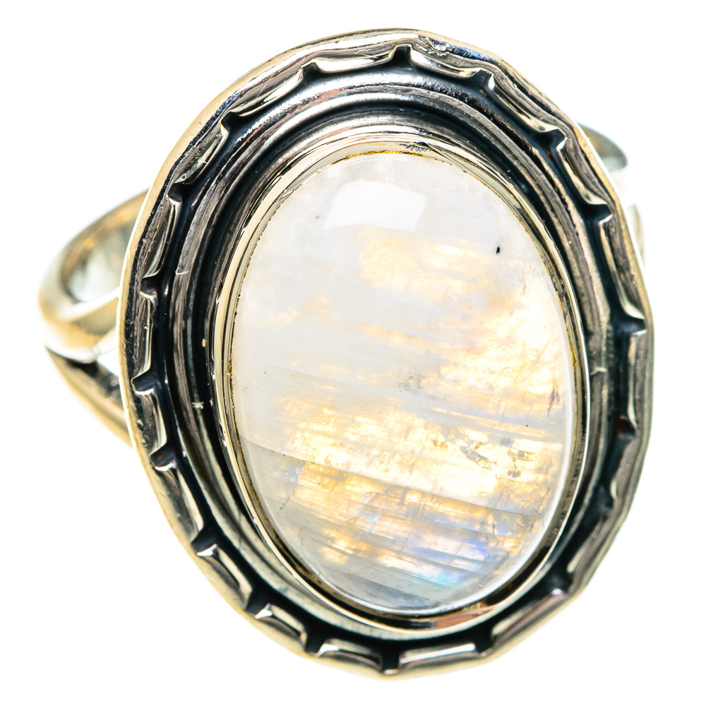 Rainbow Moonstone Rings handcrafted by Ana Silver Co - RING82778