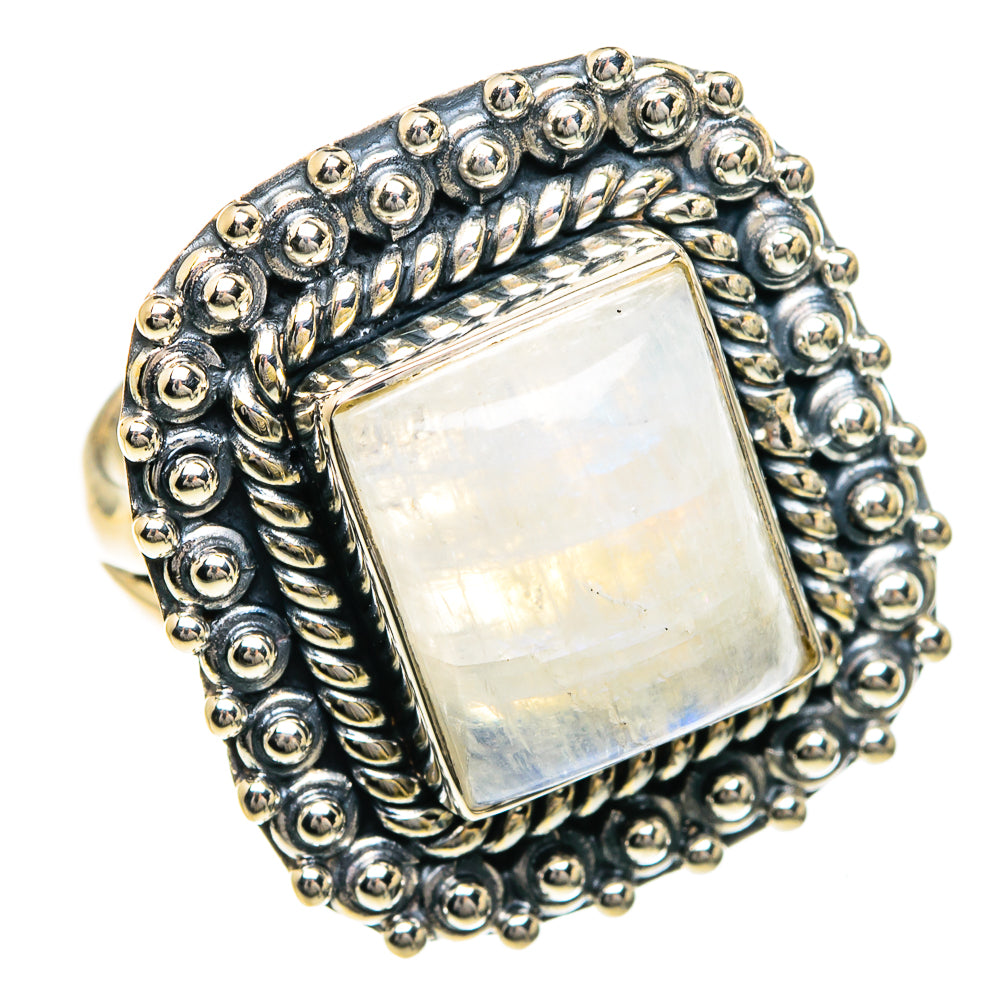 Rainbow Moonstone Rings handcrafted by Ana Silver Co - RING82810