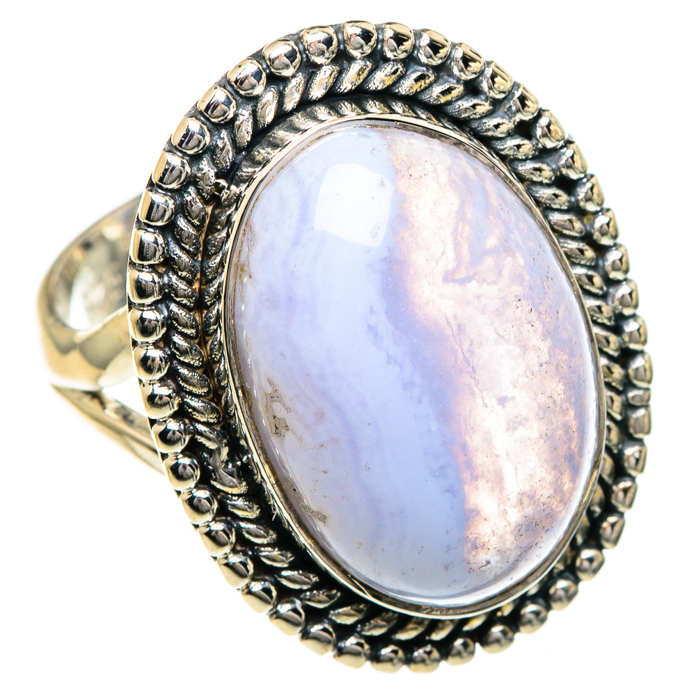 Blue Lace Agate Rings handcrafted by Ana Silver Co - RING82811