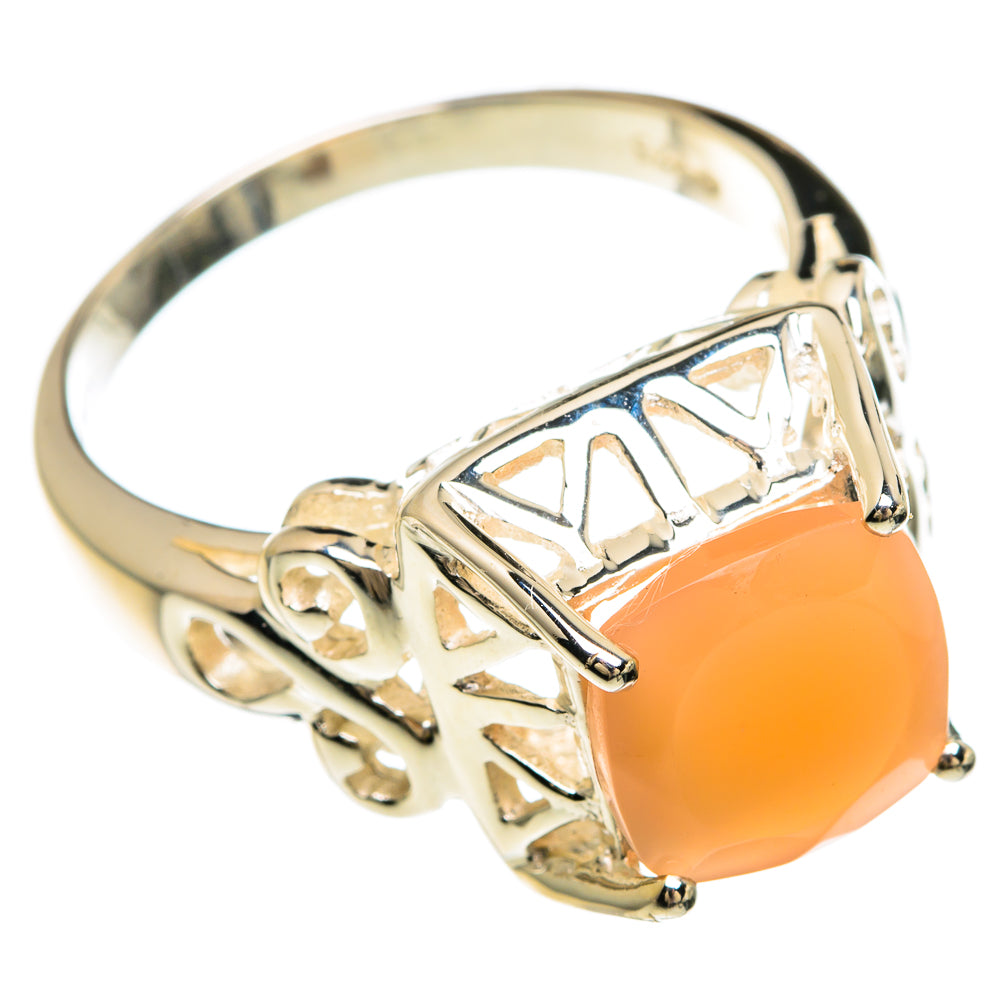 Peach Moonstone Rings handcrafted by Ana Silver Co - RING82827
