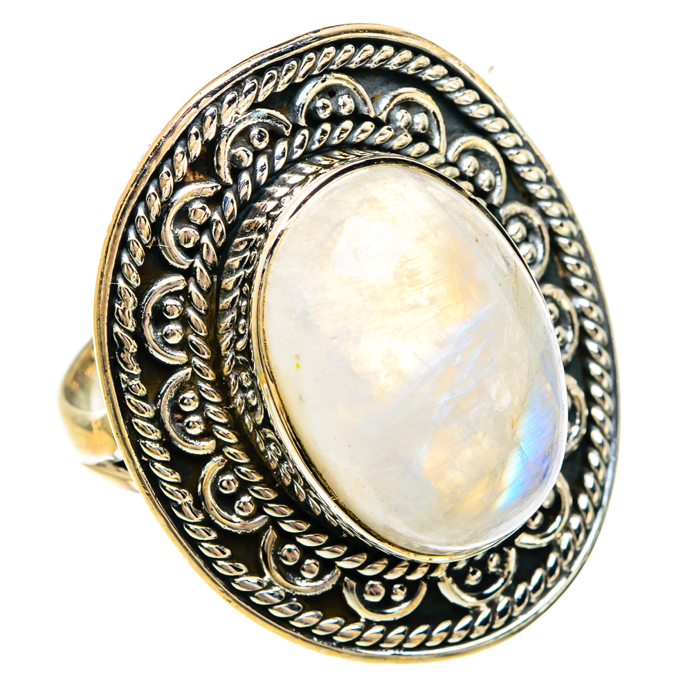 Rainbow Moonstone Rings handcrafted by Ana Silver Co - RING82925