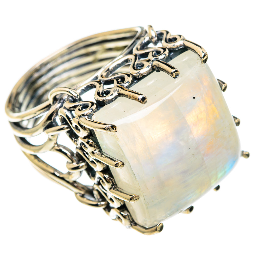 Rainbow Moonstone Rings handcrafted by Ana Silver Co - RING82927
