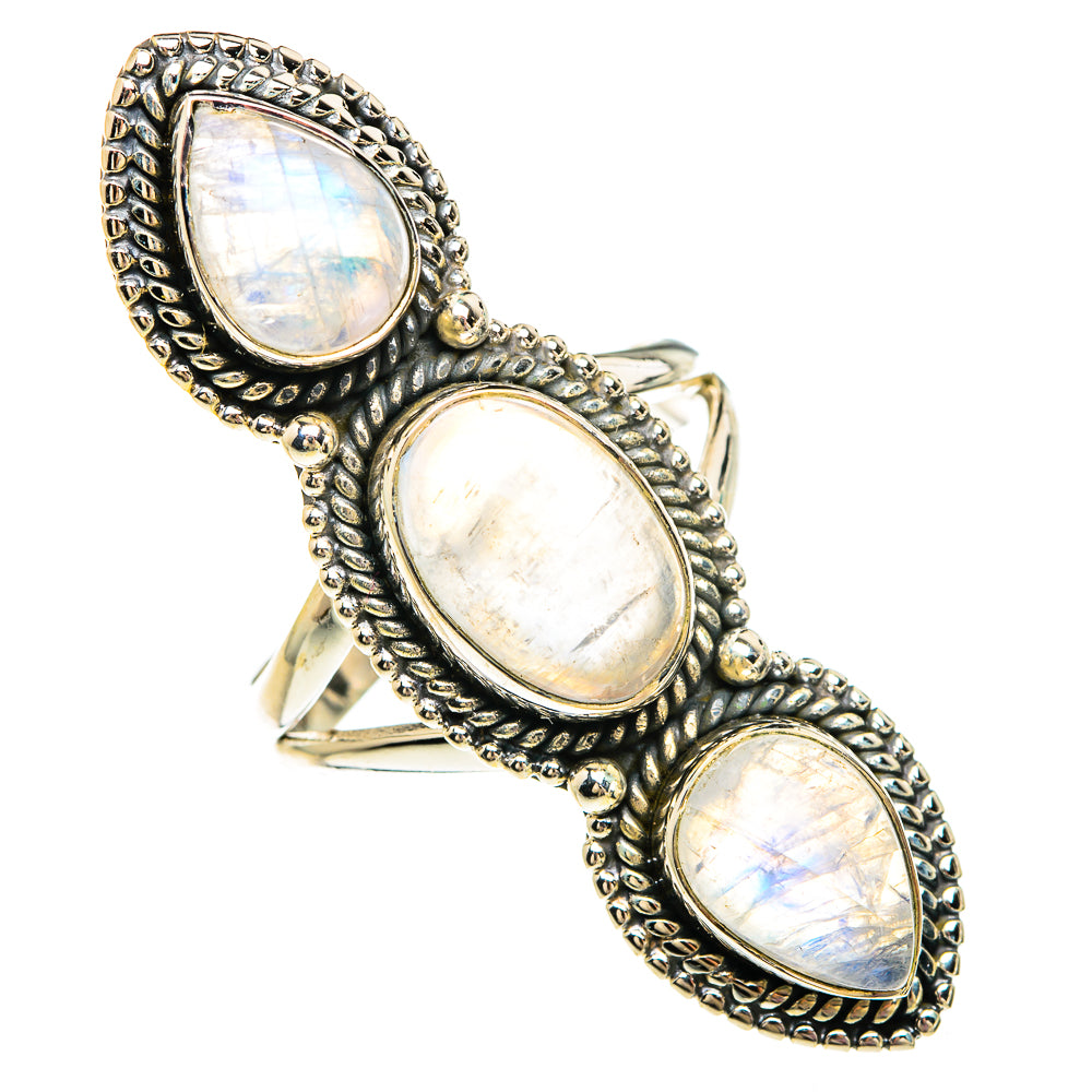 Rainbow Moonstone Rings handcrafted by Ana Silver Co - RING82928