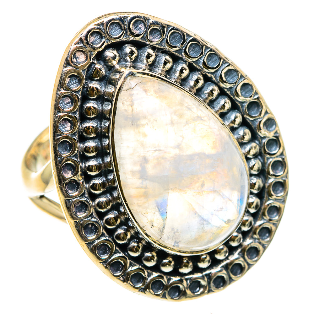 Rainbow Moonstone Rings handcrafted by Ana Silver Co - RING83055