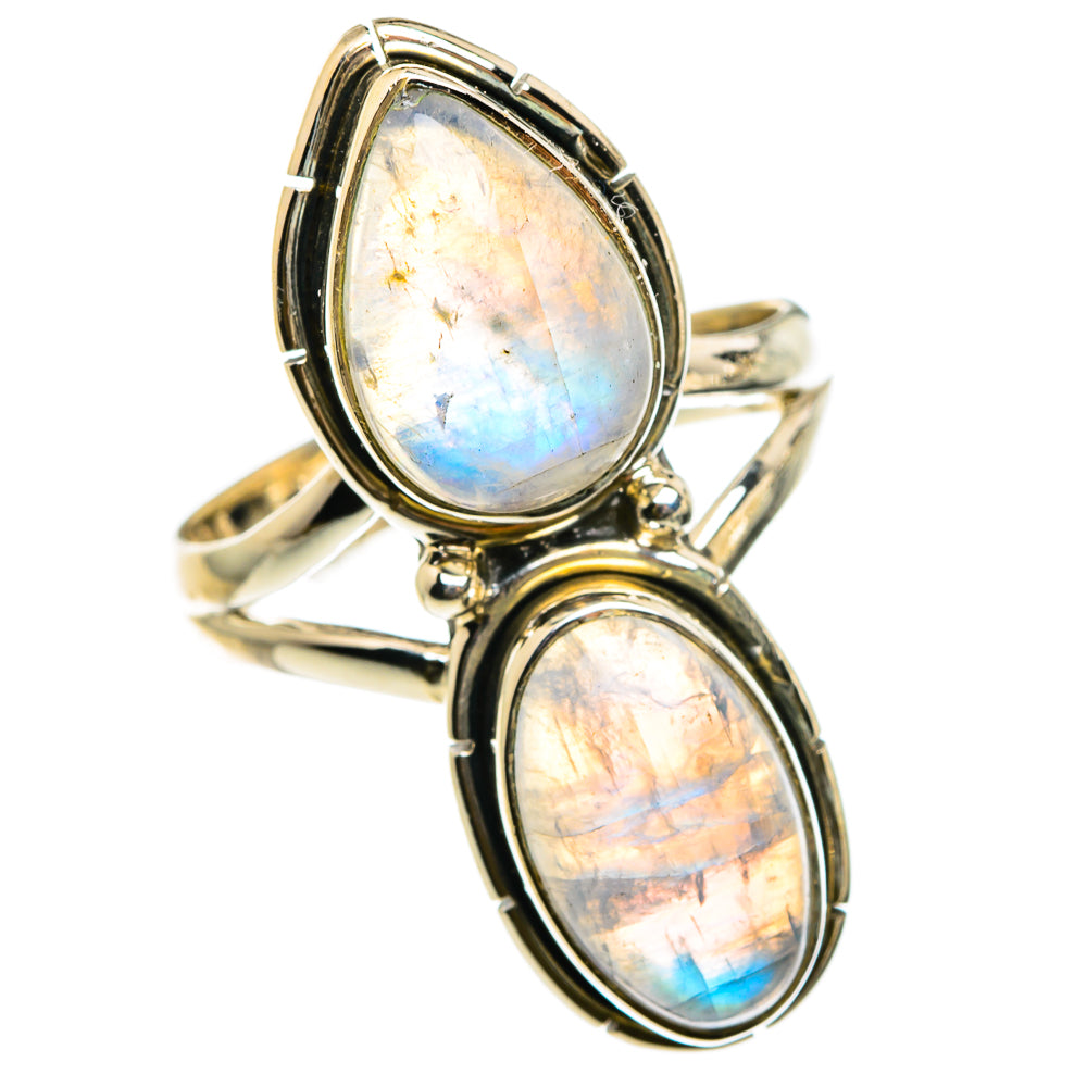 Rainbow Moonstone Rings handcrafted by Ana Silver Co - RING83149