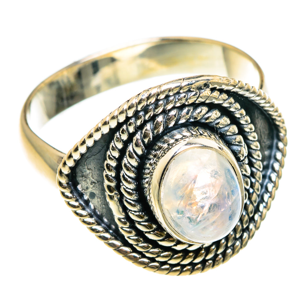 Rainbow Moonstone Rings handcrafted by Ana Silver Co - RING83150