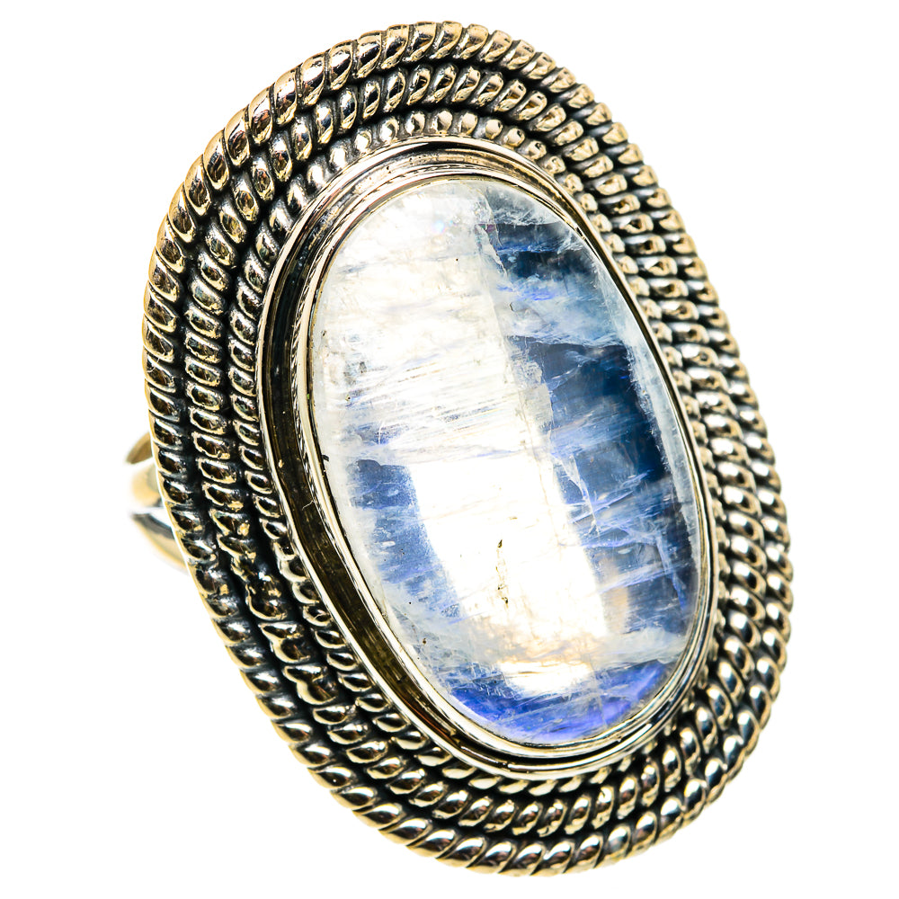 Rainbow Moonstone Rings handcrafted by Ana Silver Co - RING83182