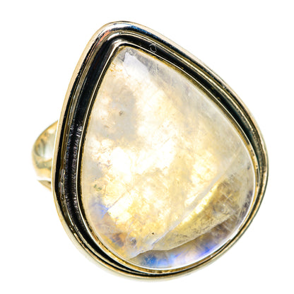 Rainbow Moonstone Rings handcrafted by Ana Silver Co - RING83183