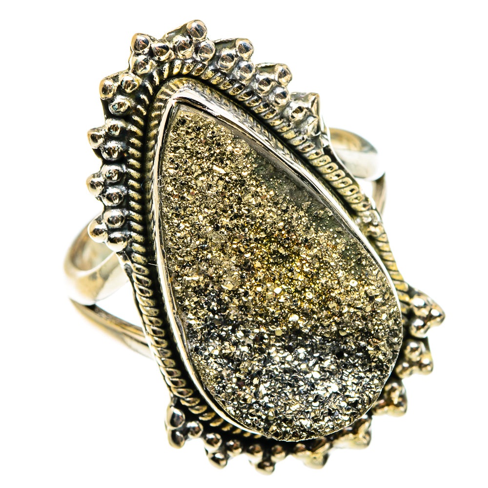 Spectro Pyrite Druzy Rings handcrafted by Ana Silver Co - RING83213