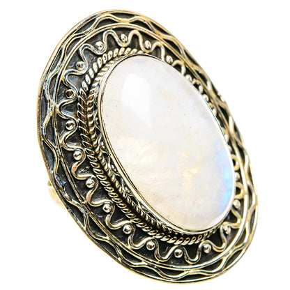 Rainbow Moonstone Rings handcrafted by Ana Silver Co - RING83221