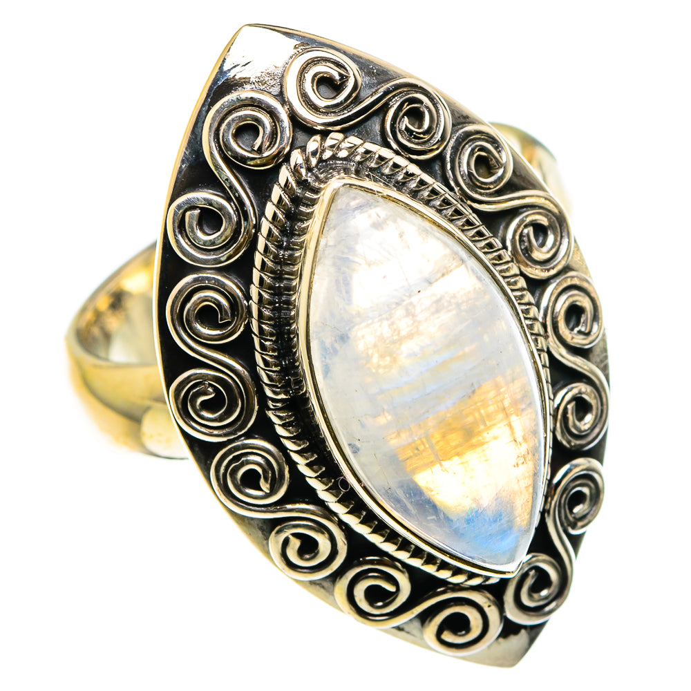 Rainbow Moonstone Rings handcrafted by Ana Silver Co - RING83256