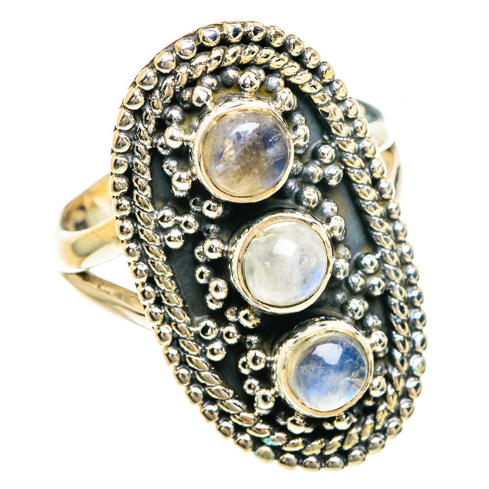 Rainbow Moonstone Rings handcrafted by Ana Silver Co - RING83292