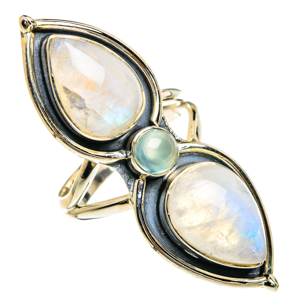 Rainbow Moonstone Rings handcrafted by Ana Silver Co - RING83475