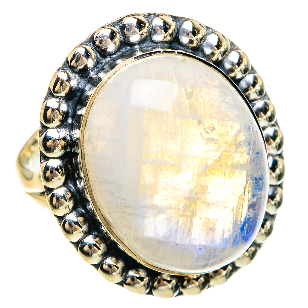 Rainbow Moonstone Rings handcrafted by Ana Silver Co - RING83476