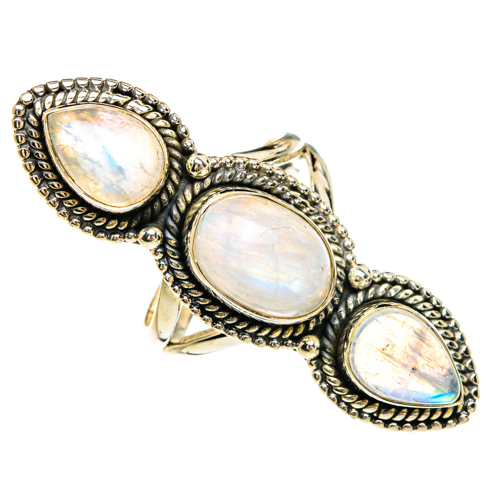 Rainbow Moonstone Rings handcrafted by Ana Silver Co - RING83512