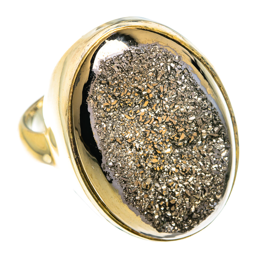 Spectro Pyrite Druzy Rings handcrafted by Ana Silver Co - RING83537