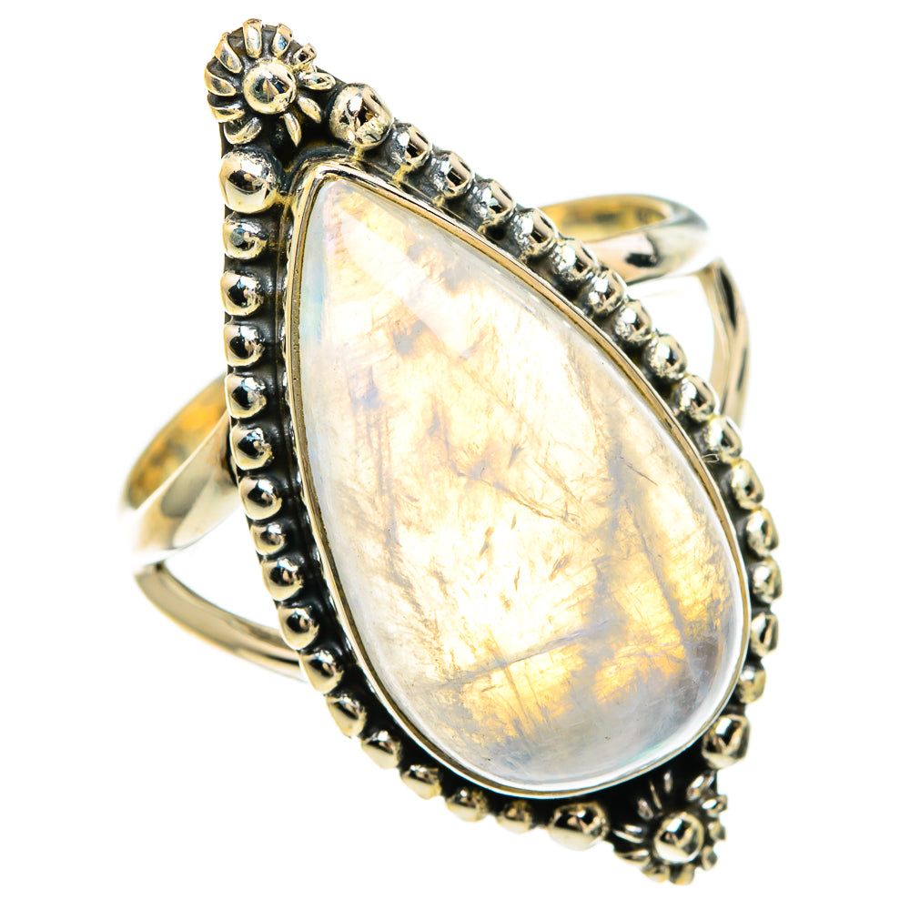 Rainbow Moonstone Rings handcrafted by Ana Silver Co - RING83550