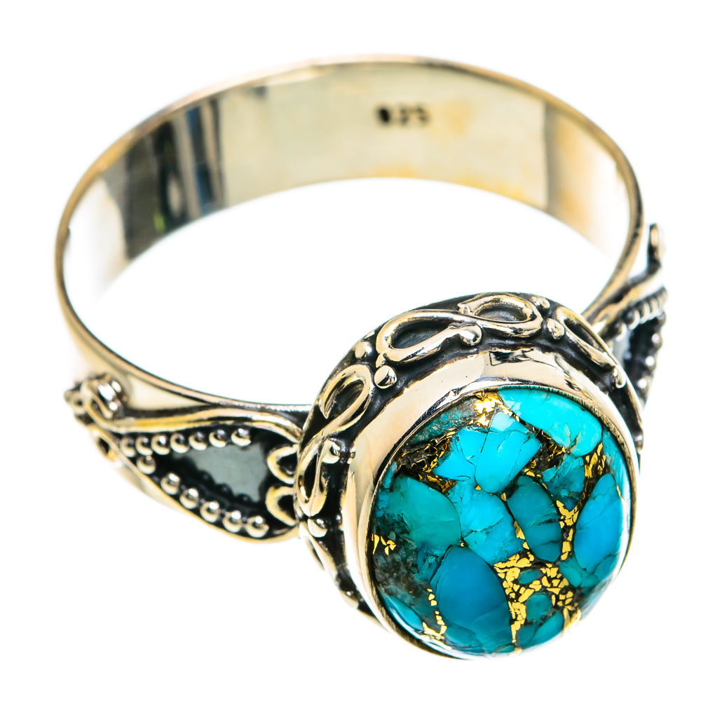 Blue Copper Composite Turquoise Rings handcrafted by Ana Silver Co - RING83561