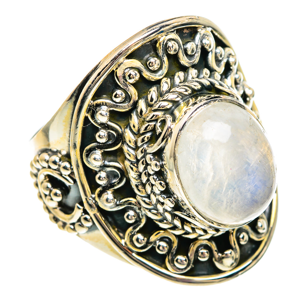 Rainbow Moonstone Rings handcrafted by Ana Silver Co - RING83592