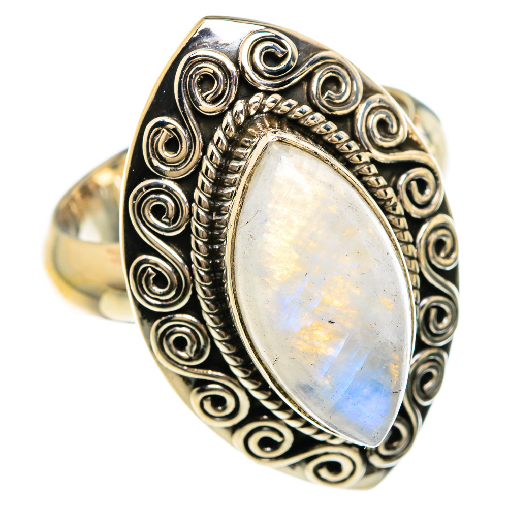 Rainbow Moonstone Rings handcrafted by Ana Silver Co - RING83593