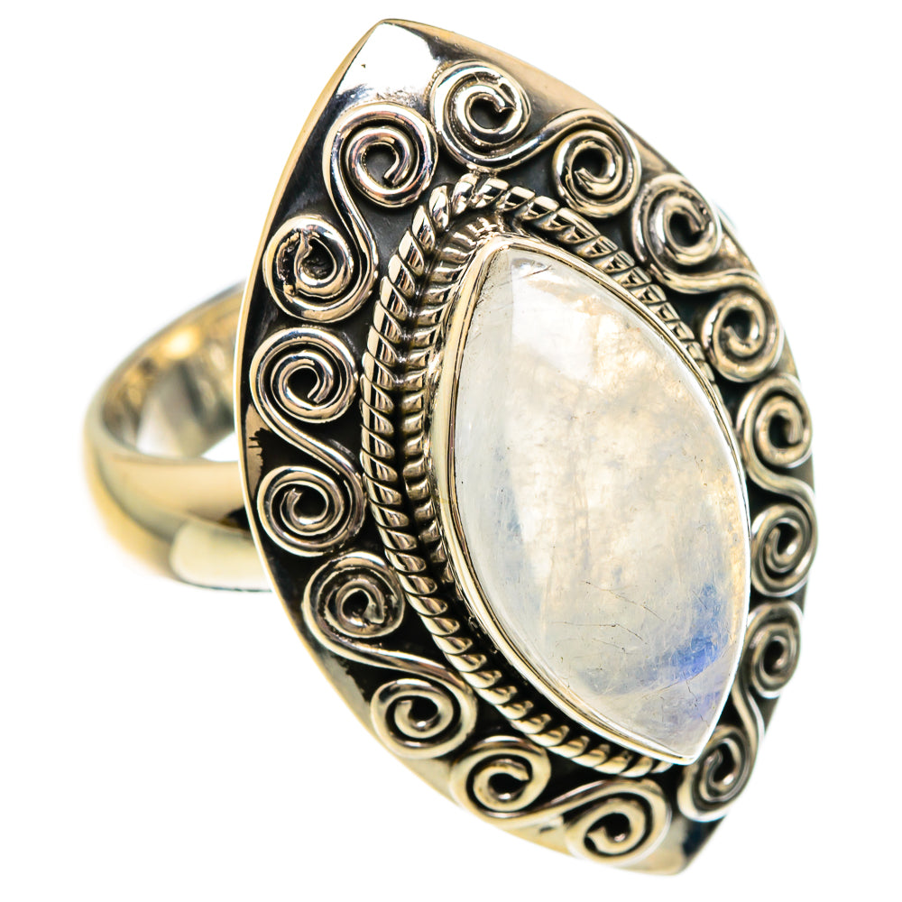 Rainbow Moonstone Rings handcrafted by Ana Silver Co - RING83715