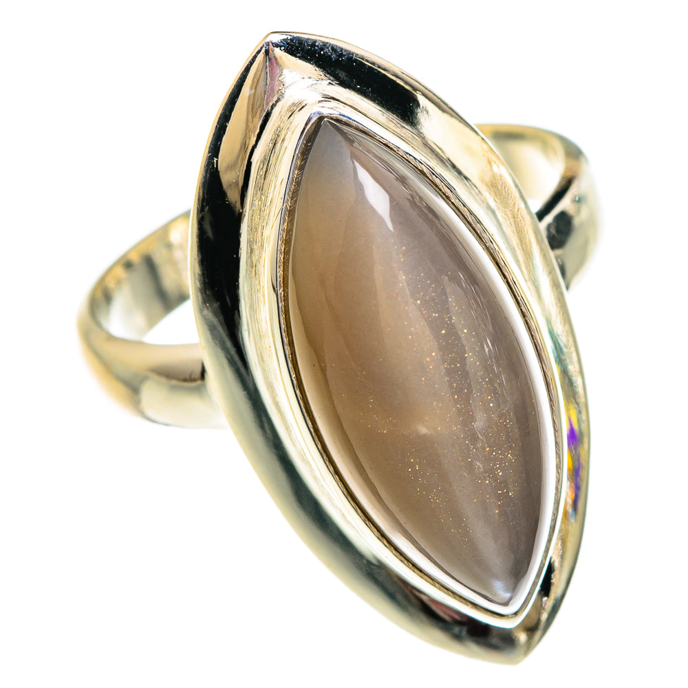 Oval moonstone ring in polished 925 sterling silver with raised black bezel