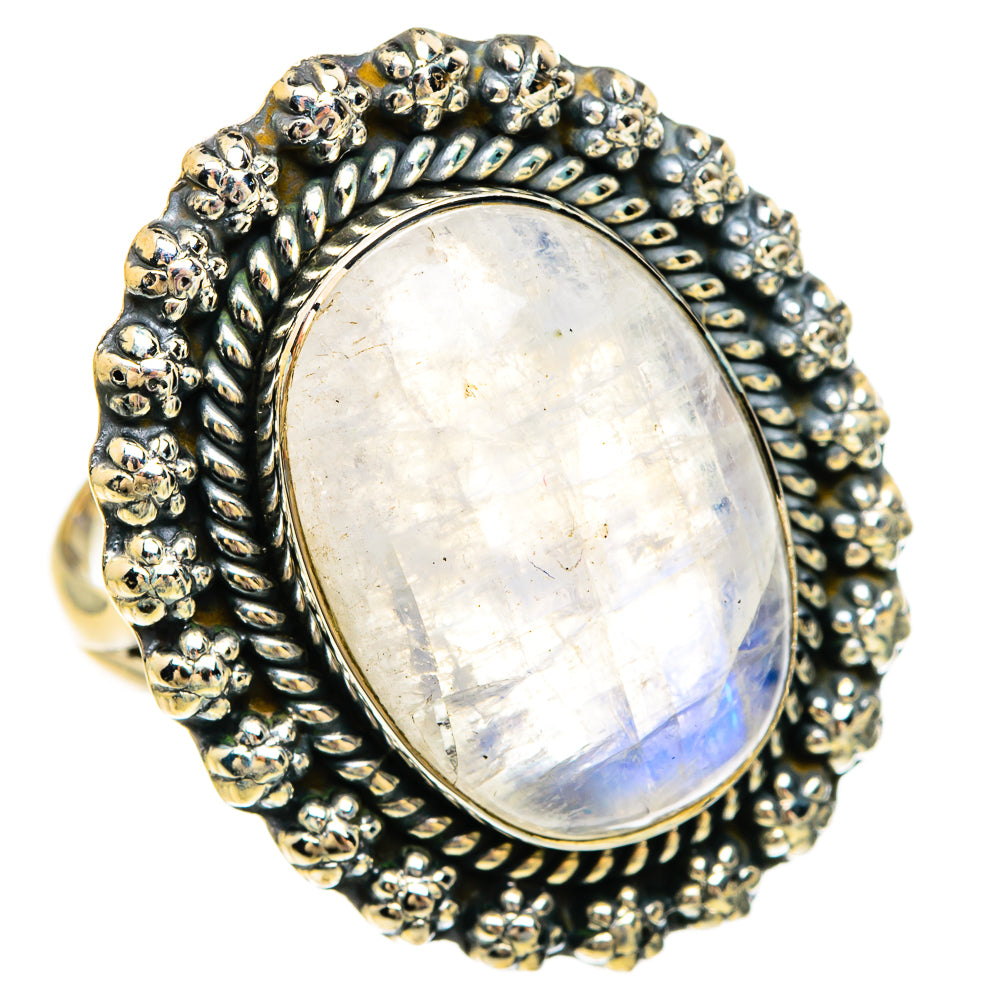 Rainbow Moonstone Rings handcrafted by Ana Silver Co - RING83825