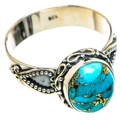Blue Copper Composite Turquoise Rings handcrafted by Ana Silver Co - RING84179