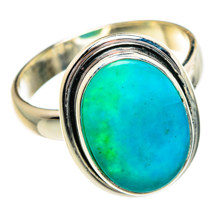 Oval turquoise opal ring in 925 sterling silver, smooth rounded band