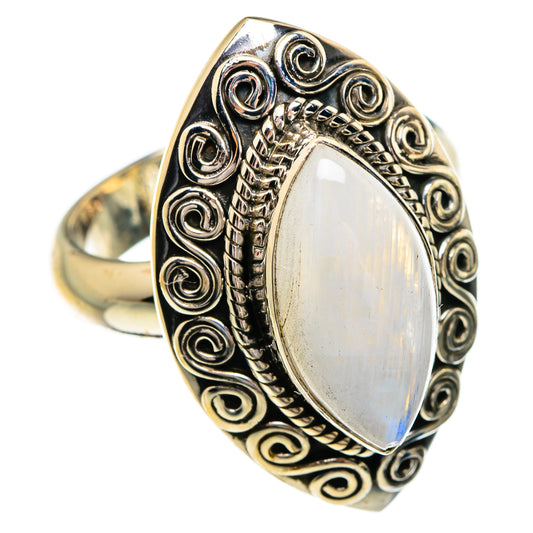 Rainbow Moonstone Rings handcrafted by Ana Silver Co - RING84378