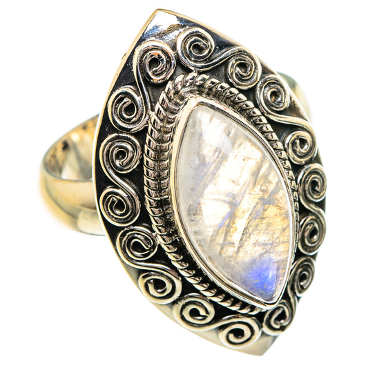Rainbow Moonstone Rings handcrafted by Ana Silver Co - RING84402