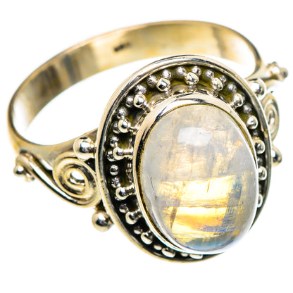 Rainbow Moonstone Rings handcrafted by Ana Silver Co - RING84506