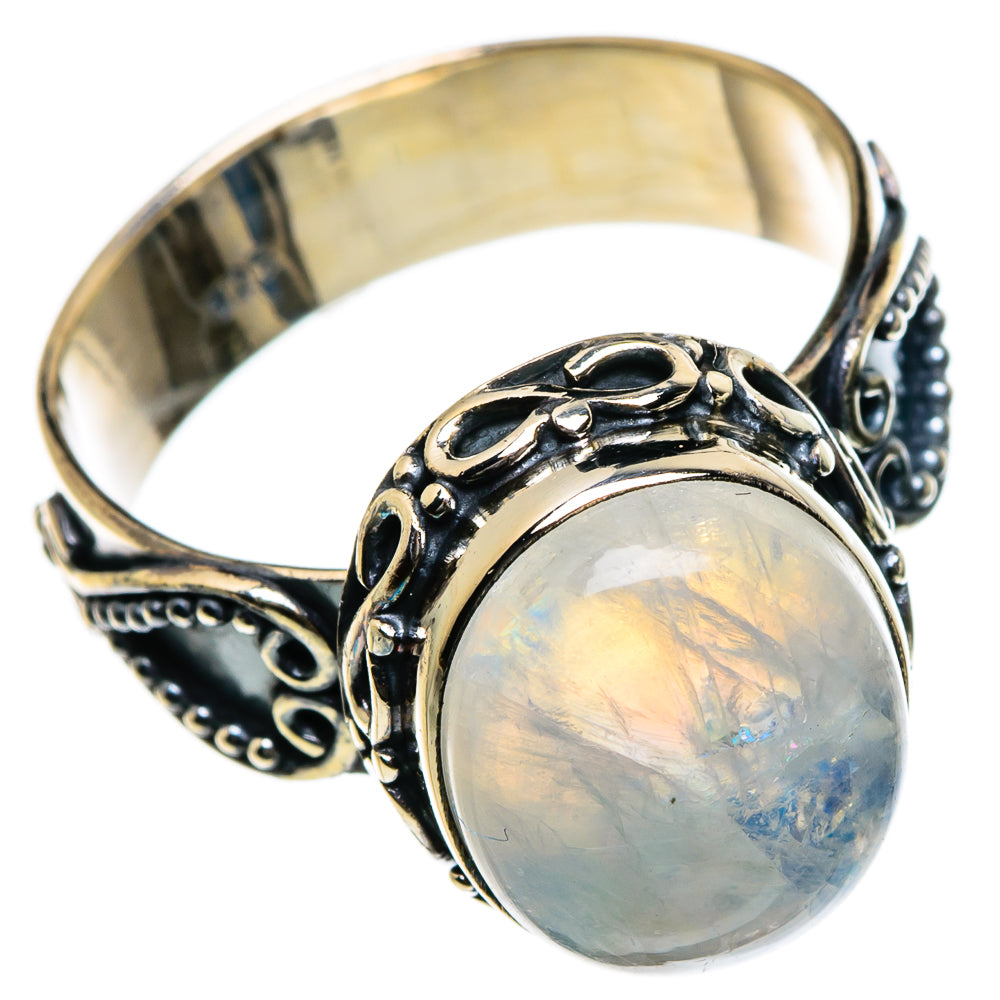 Rainbow Moonstone Rings handcrafted by Ana Silver Co - RING84540