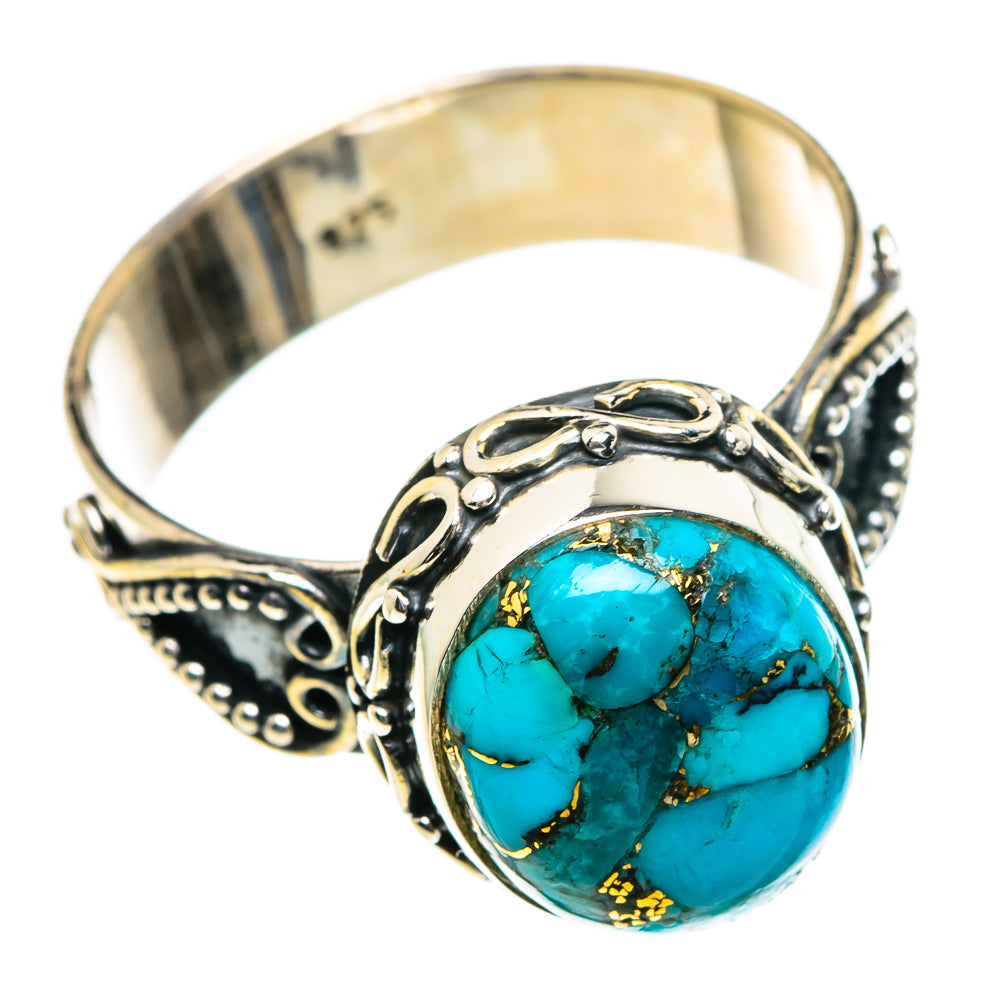 Blue Cooper Composite Turquoise Rings handcrafted by Ana Silver Co - RING84551