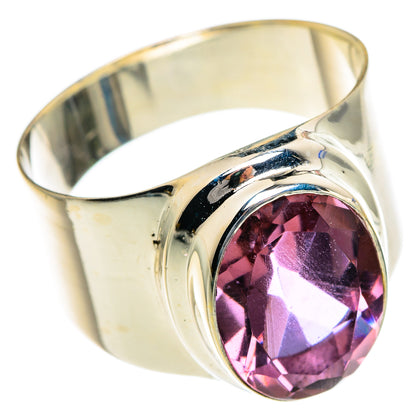 Sterling silver ring with round-oval purple color-change stone, high-polish bezel
