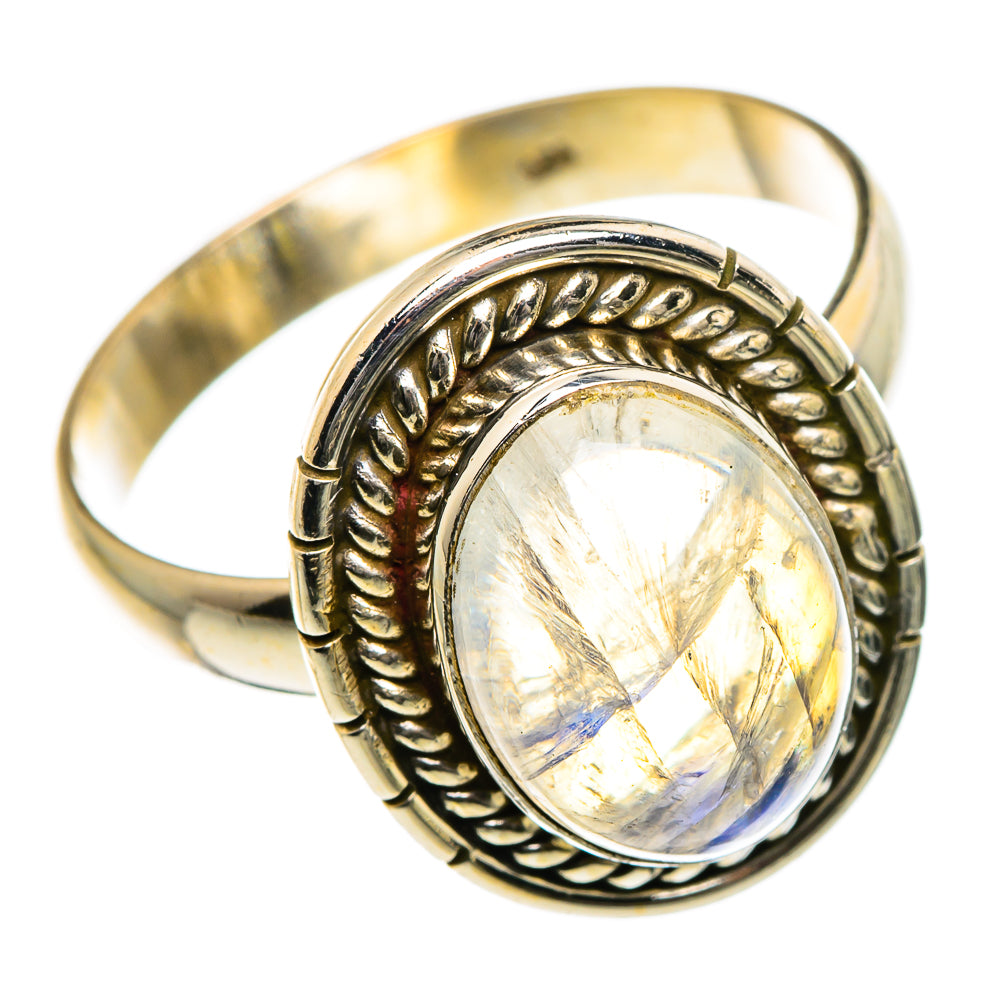 Rainbow Moonstone Rings handcrafted by Ana Silver Co - RING84655