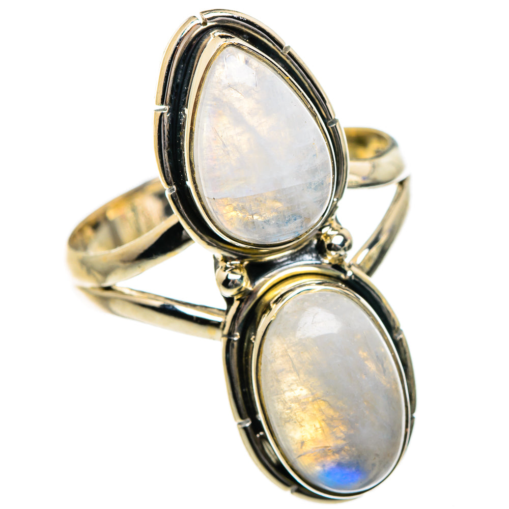 Rainbow Moonstone Rings handcrafted by Ana Silver Co - RING84656