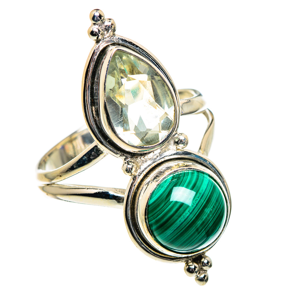 Malachite, Green Amethyst Rings handcrafted by Ana Silver Co - RING84728