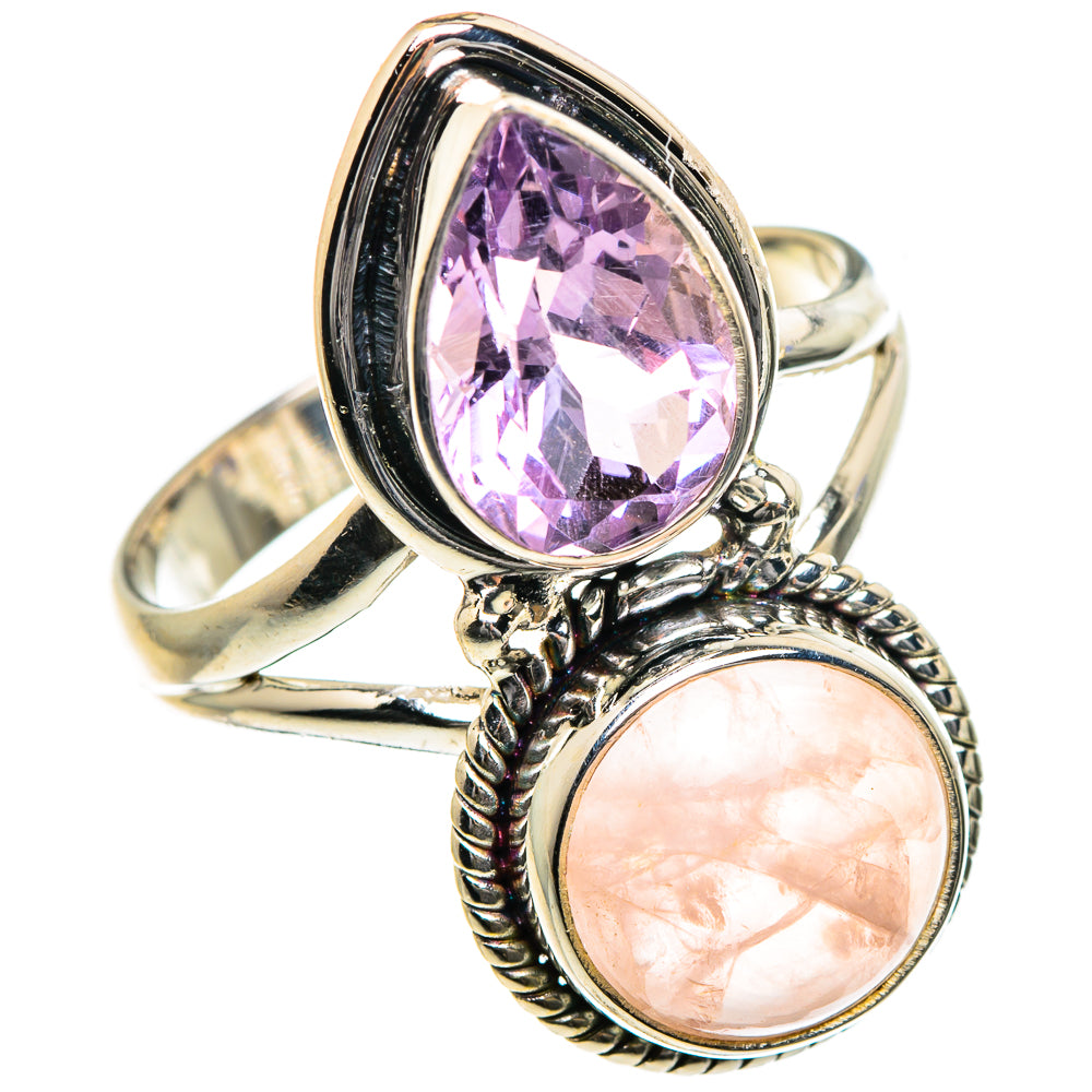 Rose Quartz, Amethyst Rings handcrafted by Ana Silver Co - RING84741