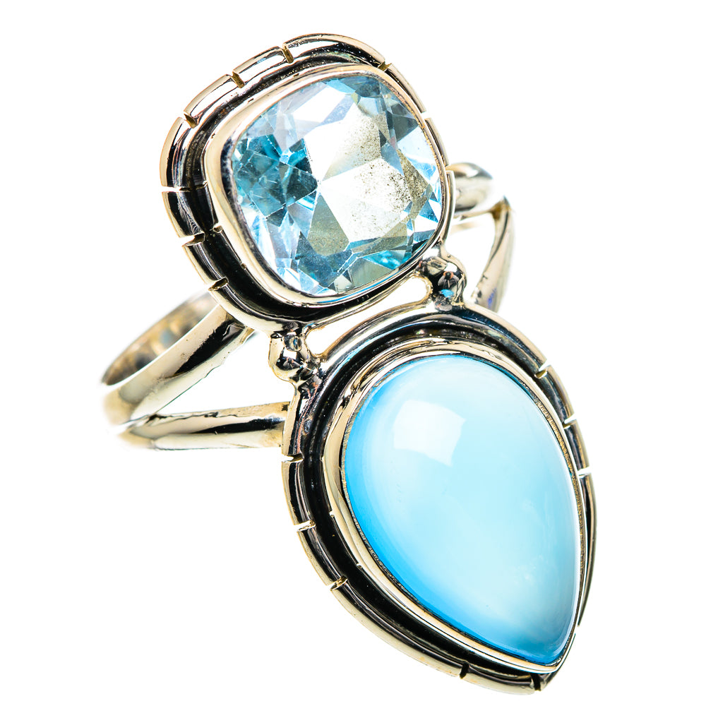 Aqua Chalcedony, Blue Topaz Rings handcrafted by Ana Silver Co - RING84748