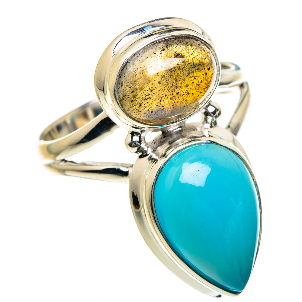 Larimar, Labradorite Rings handcrafted by Ana Silver Co - RING84751