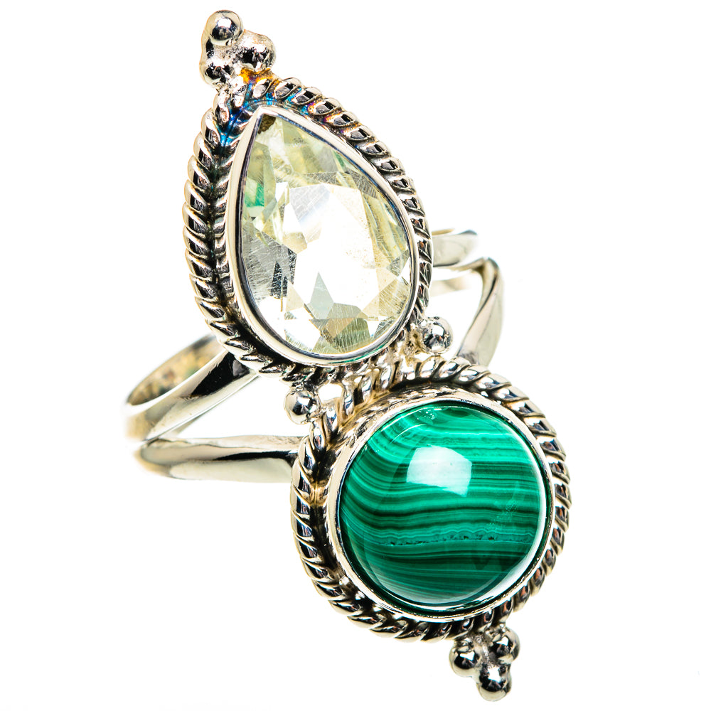 Malachite, Green Amethyst Rings handcrafted by Ana Silver Co - RING84752
