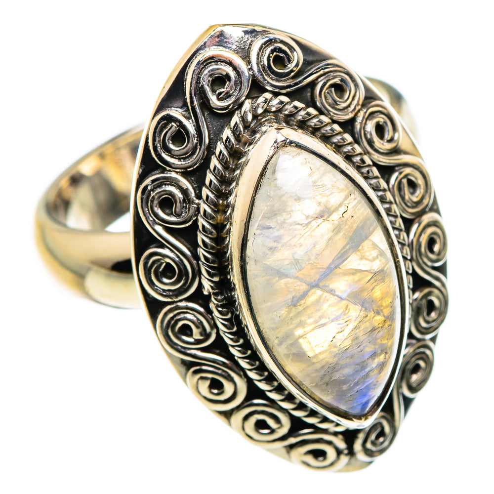 Rainbow Moonstone Rings handcrafted by Ana Silver Co - RING84766
