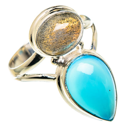 Aqua Chalcedony, Labradorite Rings handcrafted by Ana Silver Co - RING84770